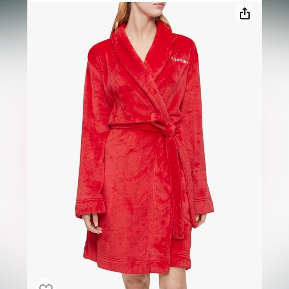 Calvin Klein Women's Logo Belted Fluffy Soft Robe